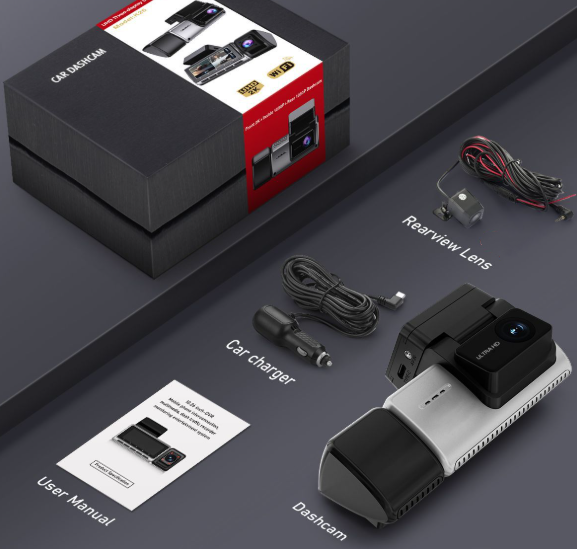 Dash Cam 3 Channel 2K+1080P+1080P Front Inside Rear