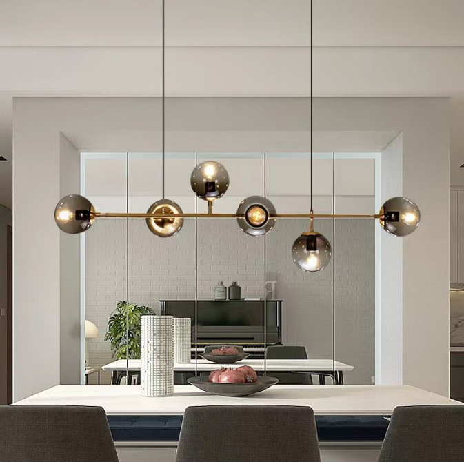 Modern Hanging Lamp Ceiling Light Roung Grey Glass Lampshade