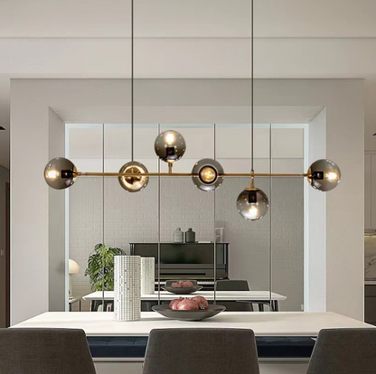 Modern Hanging Lamp Ceiling Light Roung Grey Glass Lampshade