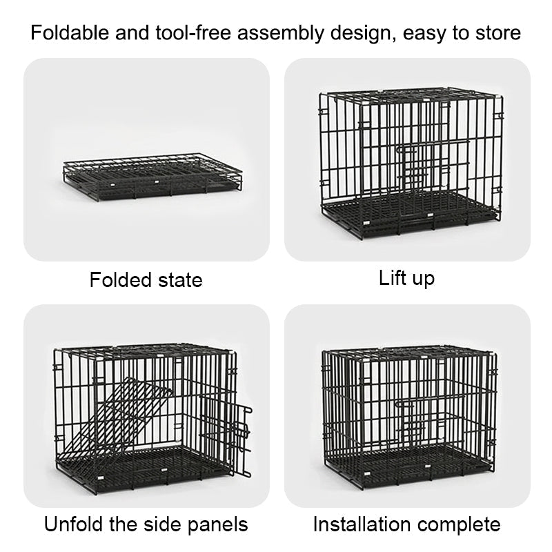 Foldable Pet Cage with Tray - Easy Clean & Portable Design