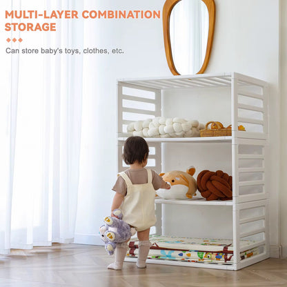 2 in 1 Convertible Baby Playpen 10 pieces & Storage Rack