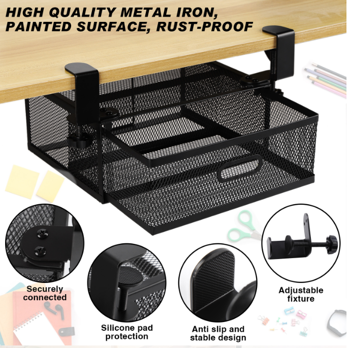 Metal Under Desk Drawer Organizer