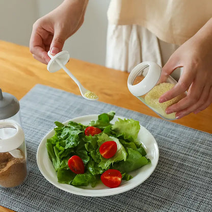 Round Kitchen Seasoning Jar with Spoon and Lid