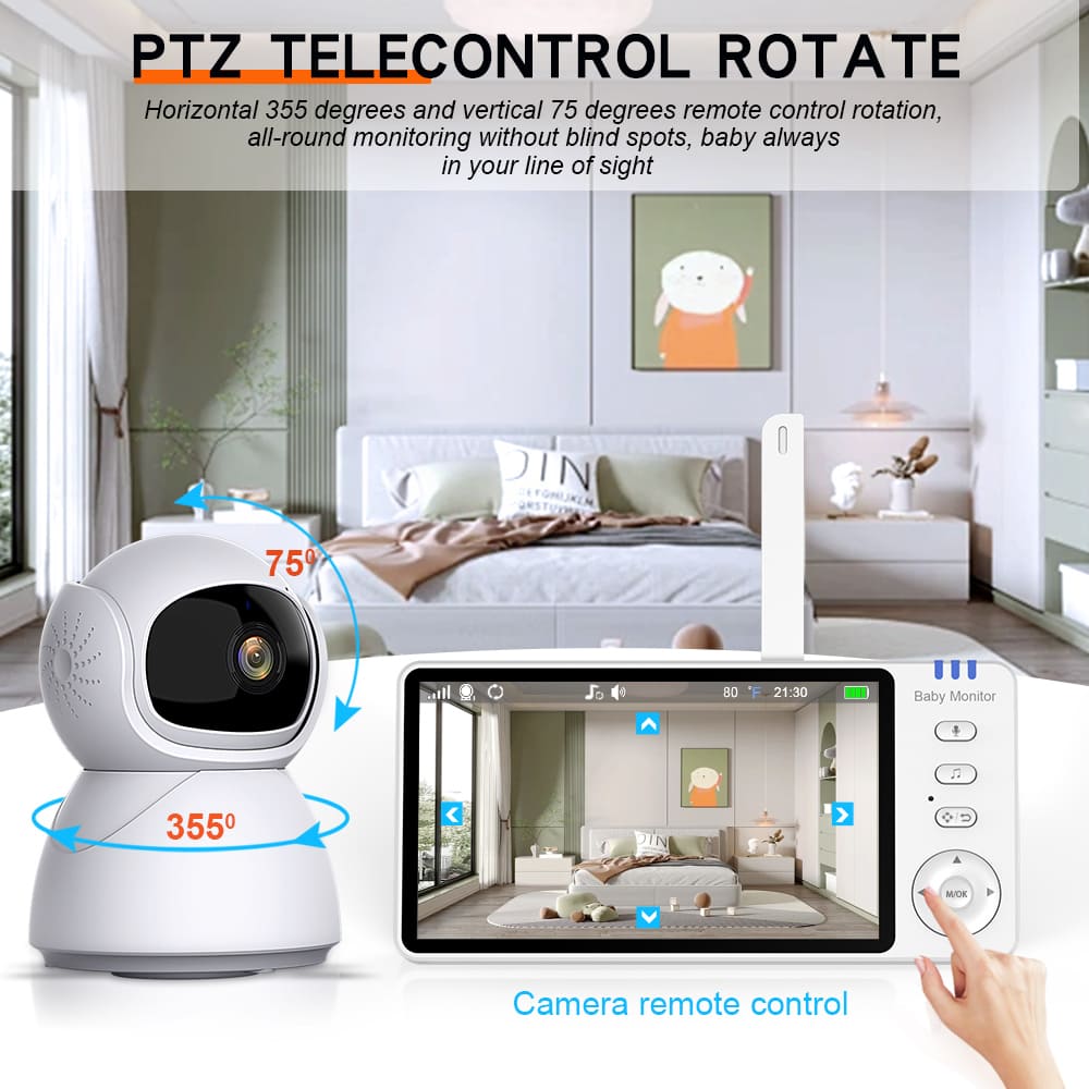 5”LCD HD Pan & Tilt Infrared Night Vision Baby Monitor - image 4