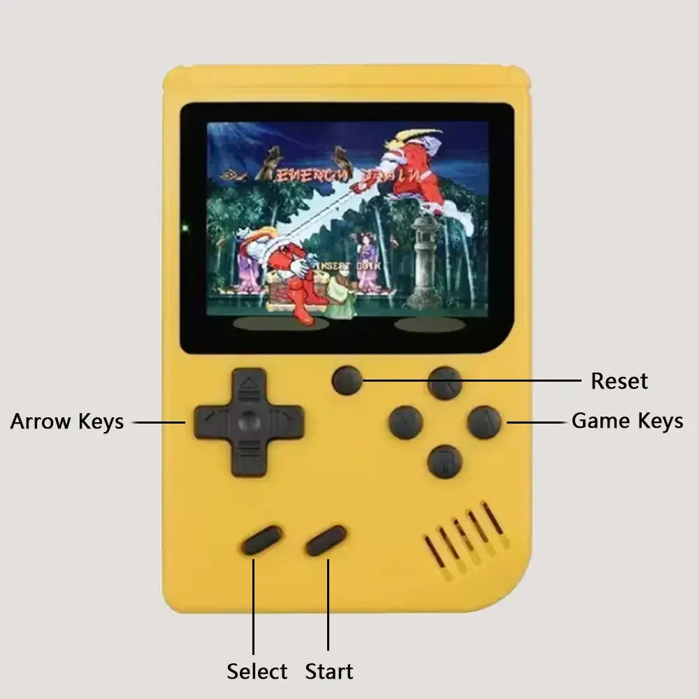 8-Bit Mini Handheld Game Console – 500 Games (5 colours available)