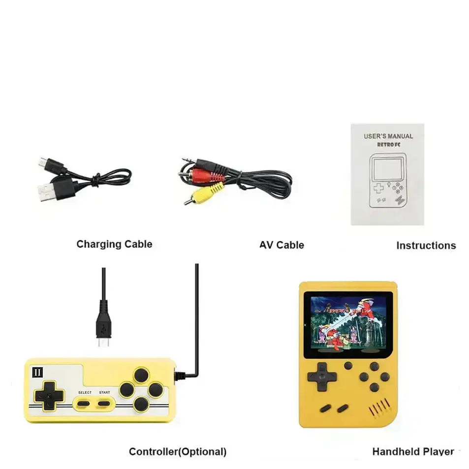 8-Bit Mini Handheld Game Console – 500 Games (5 colours available)