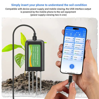 8-in-1 Soil Sensor for pH, EC, Moisture, Temp & NPK Testing
