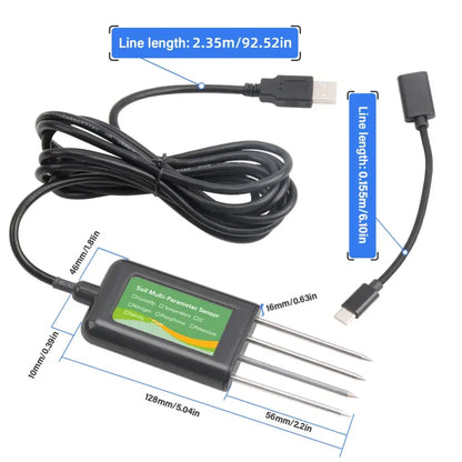 8-in-1 Soil Sensor for pH, EC, Moisture, Temp & NPK Testing