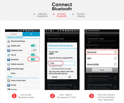 OBD2 ELM327 Code Reader Bluetooth Auto Diagnostic Tool OBDII Scanner Android iOS