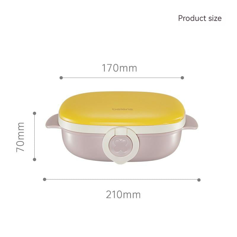 800ml 3 Grids Thermal Stainless Steel Suction Plate /Bowl-Yellow & Lavender