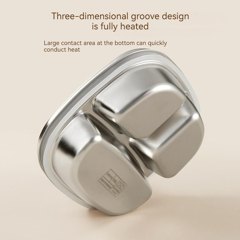 800ml 3 Grids Thermal Stainless Steel Suction Plate /Bowl-Yellow & Lavender