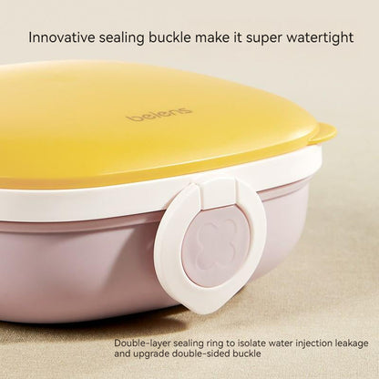 800ml 3 Grids Thermal Stainless Steel Suction Plate /Bowl-Yellow & Lavender