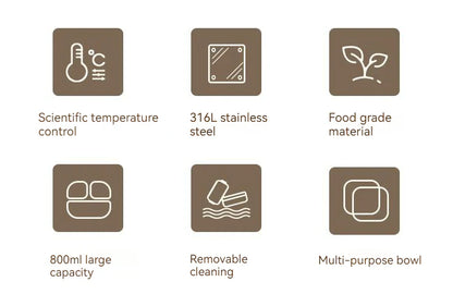 800ml Thermal Stainless Steel 3 Grids Suction Plate /Bowl Tableware -Blue