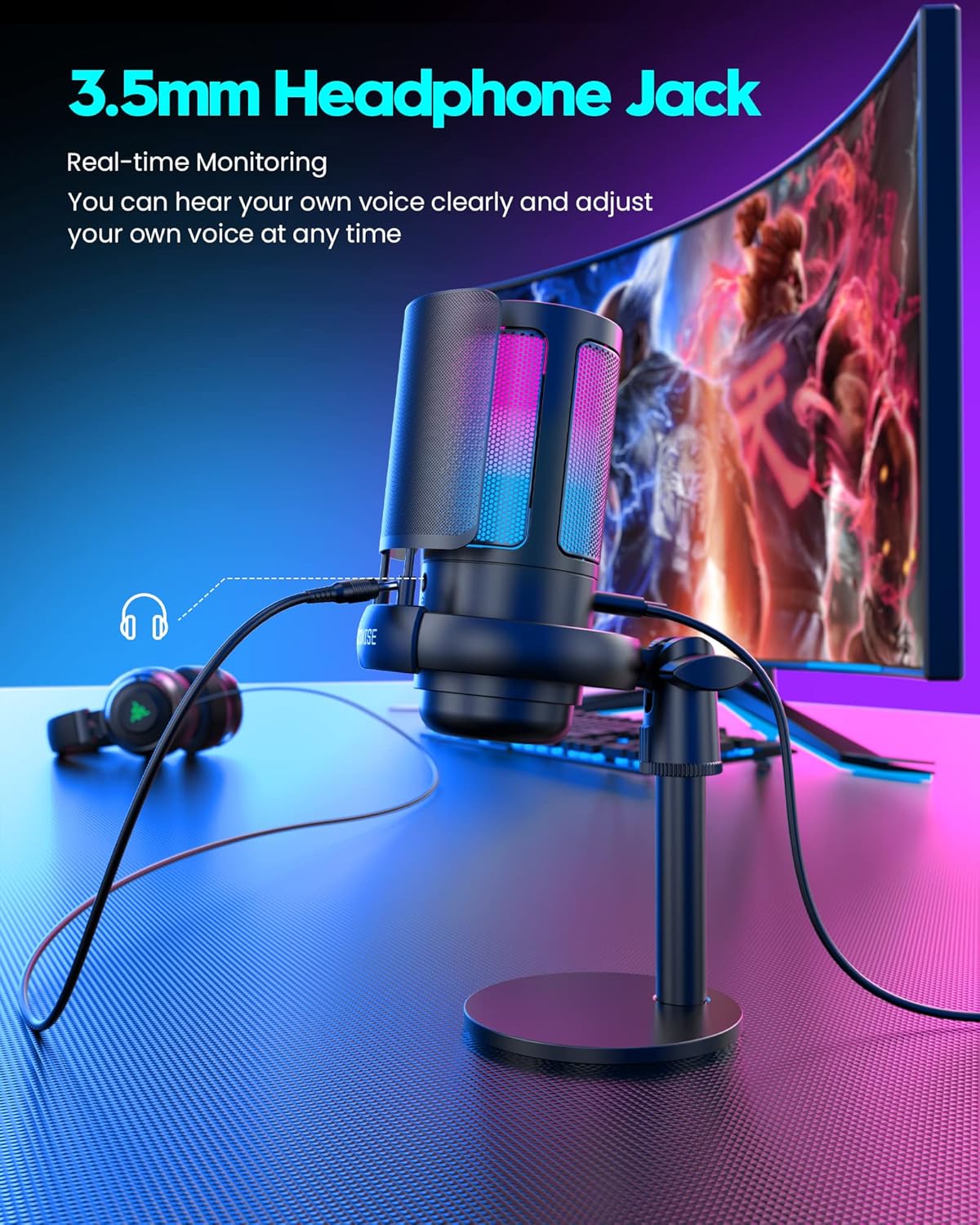 Gaming Microphone, USB PC Mic for Podcasts Videos, Streaming - salelink.co.nz