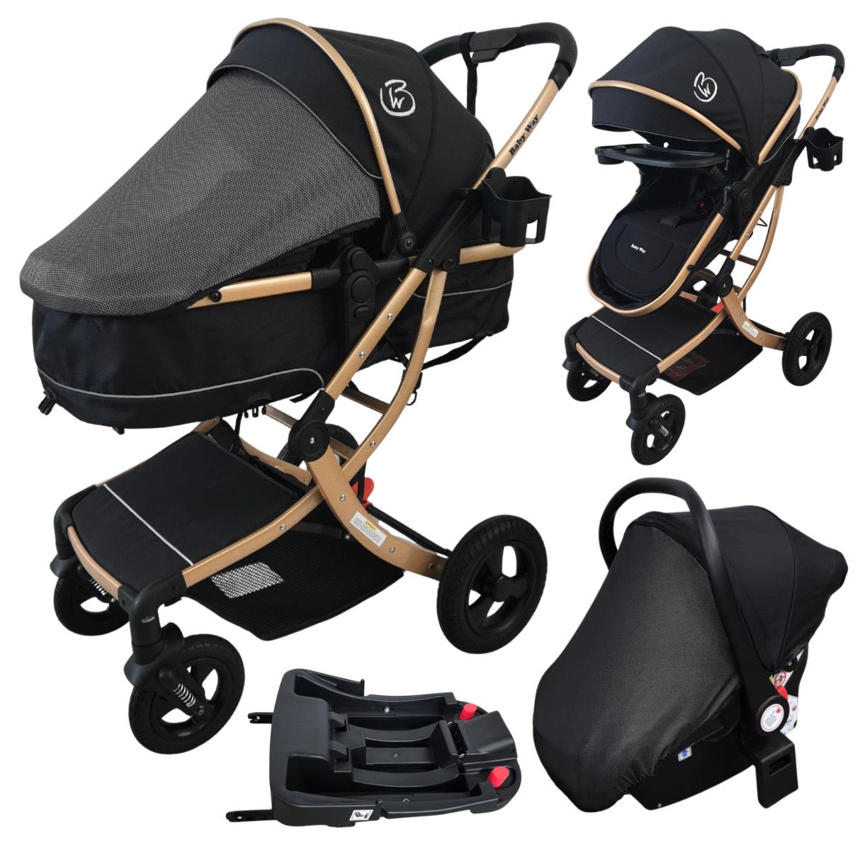 Preorder - Legacy Gold 4 in 1 Travel System Bundle - Stroller + Bassinet + Capsule + Isofix Base + 360 Rotating Car Seat