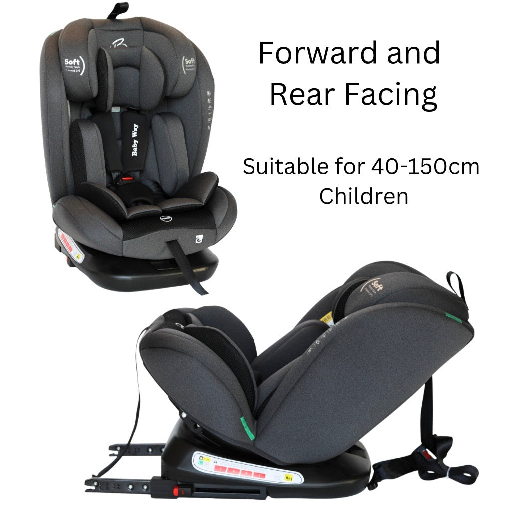 All-Rider Charcoal 360 Rotating Convertible iSize Car Seat with ISOFIX and Top Tether