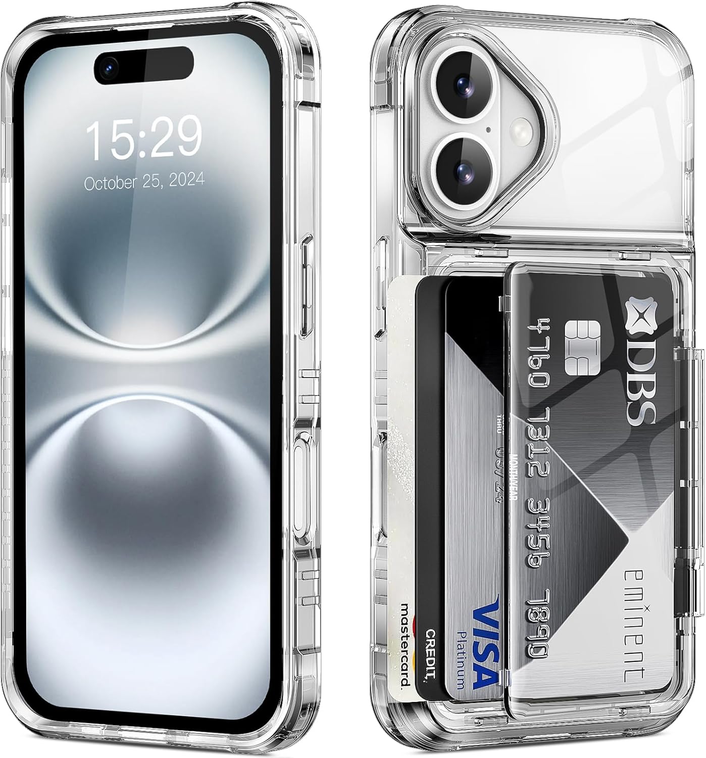 iPhone 16 Case Card Slots Holder Clear