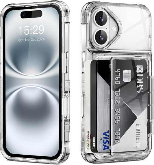 iPhone 16 Case Card Slots Holder Clear
