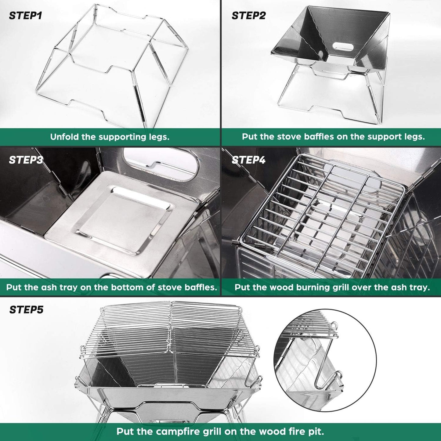 Folding BBQ Campfire Grill Barbeque Portable Camping Grill