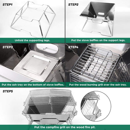 Folding BBQ Campfire Grill Barbeque Portable Camping Grill