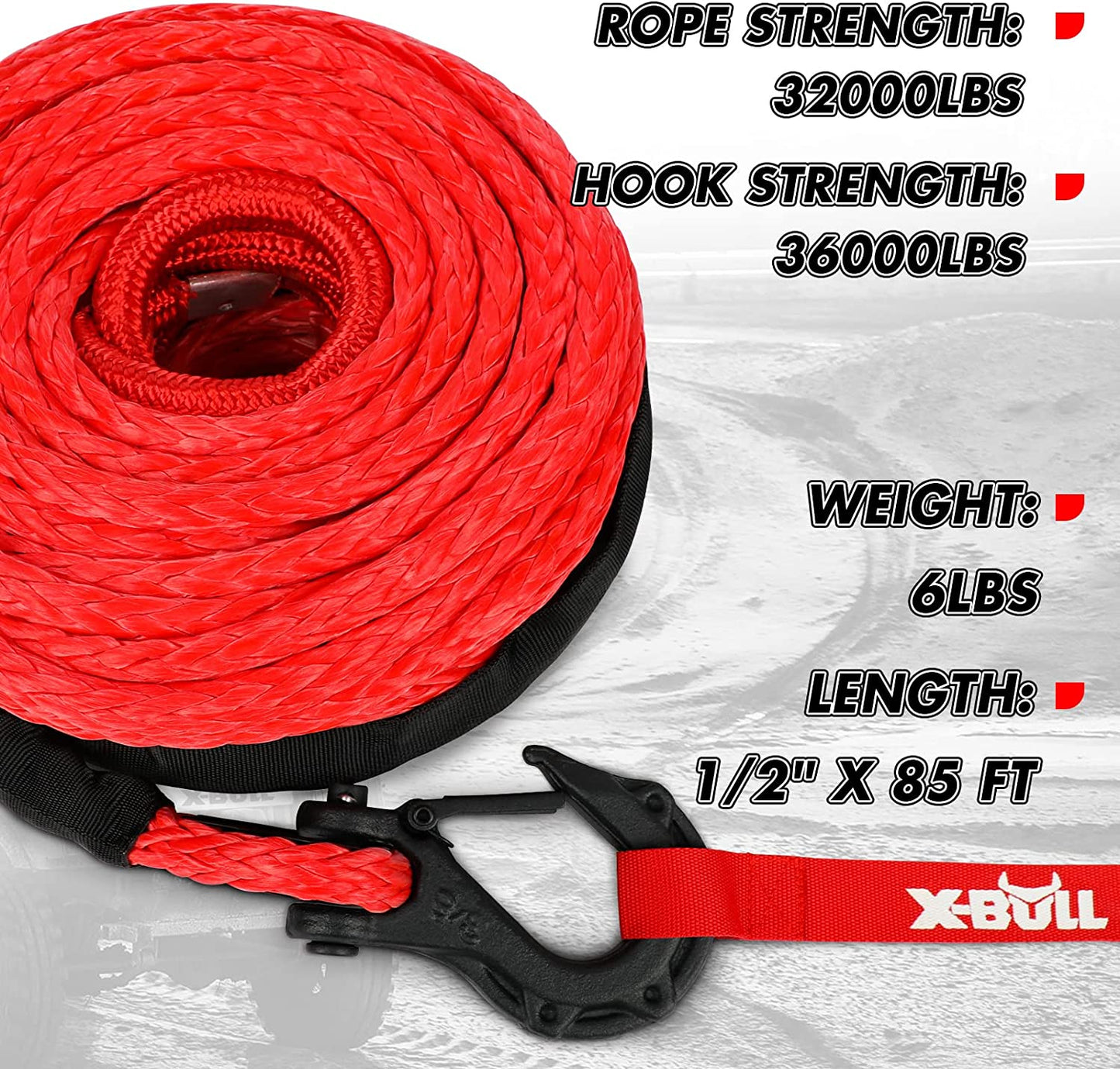 X-BULL Synthetic Winch Rope Cable Line 25M 32000LBS - salelink.co.nz