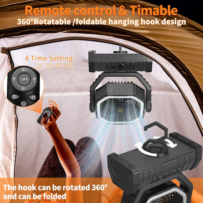 Portable Tent Camping Fan Desk Fan LED Lantern