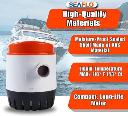 12V 1100GPH Seaflo Automatic Submersible Bilge Pump