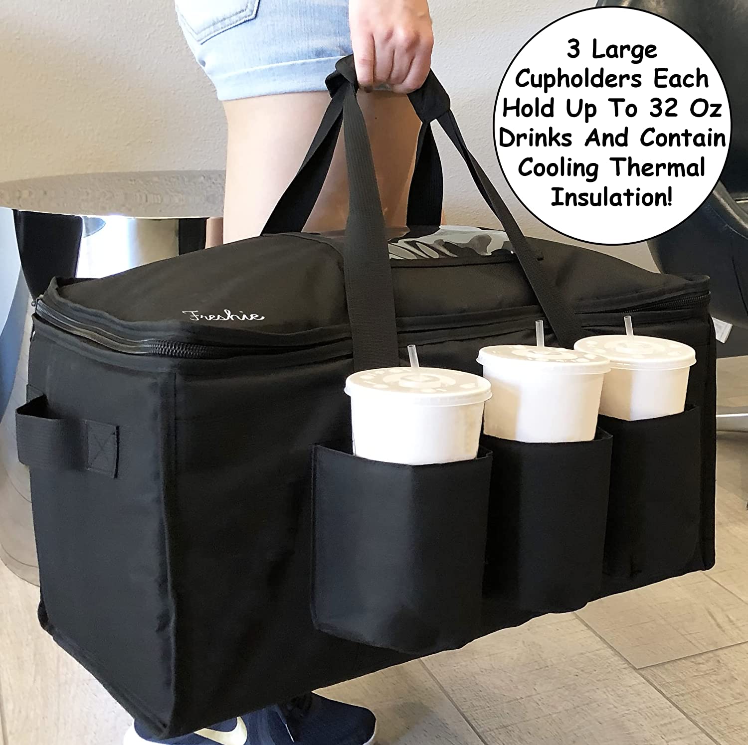 Food Delivery Bag with Cup Holders - salelink.co.nz