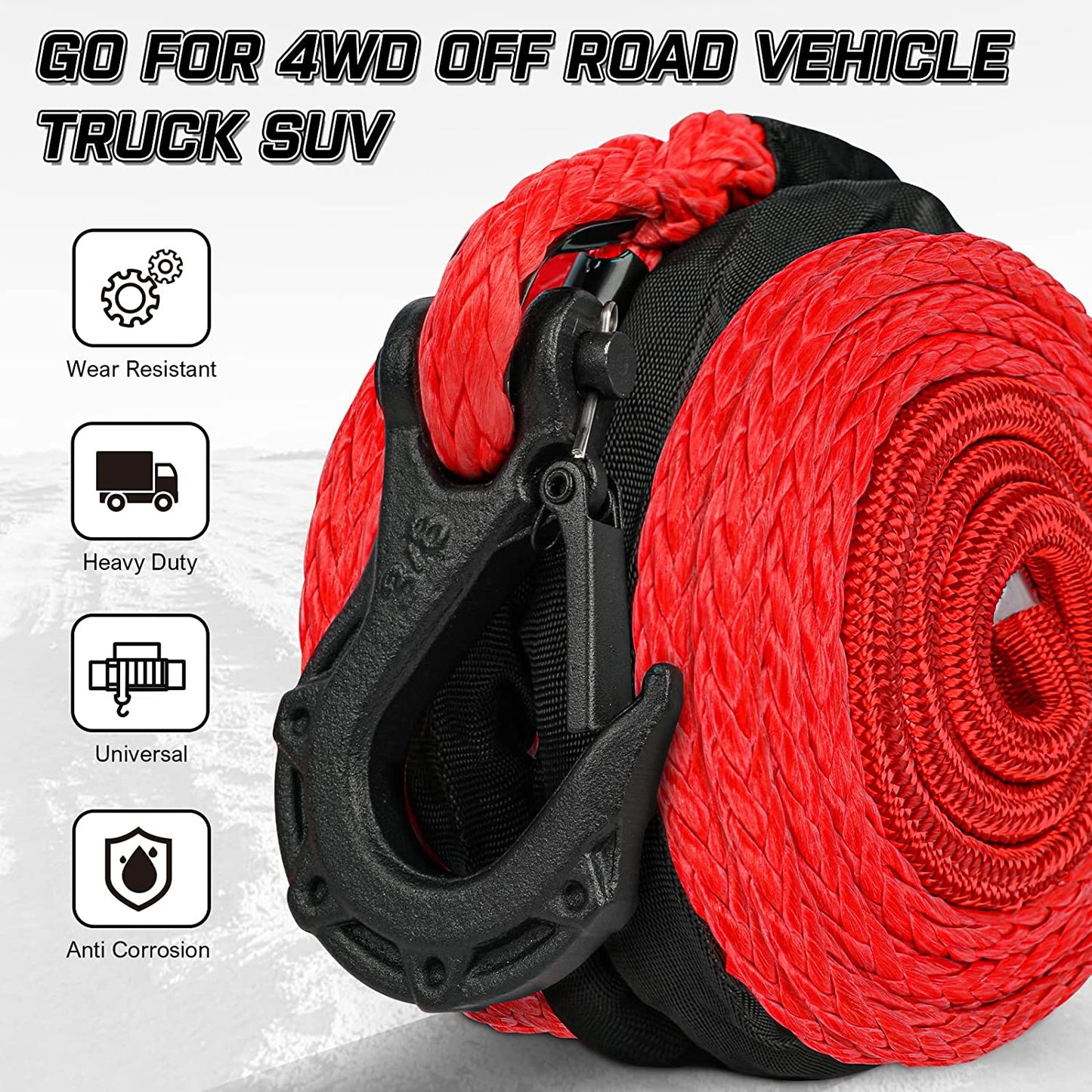 X-BULL Synthetic Winch Rope Cable Line 25M 32000LBS - salelink.co.nz