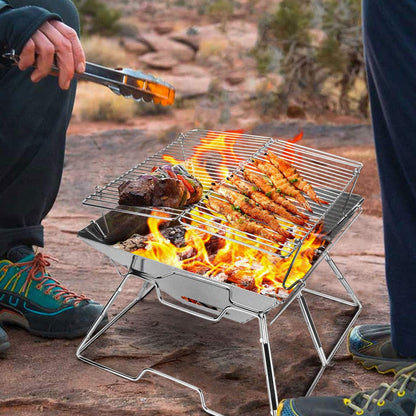 Folding BBQ Campfire Grill Barbeque Portable Camping Grill