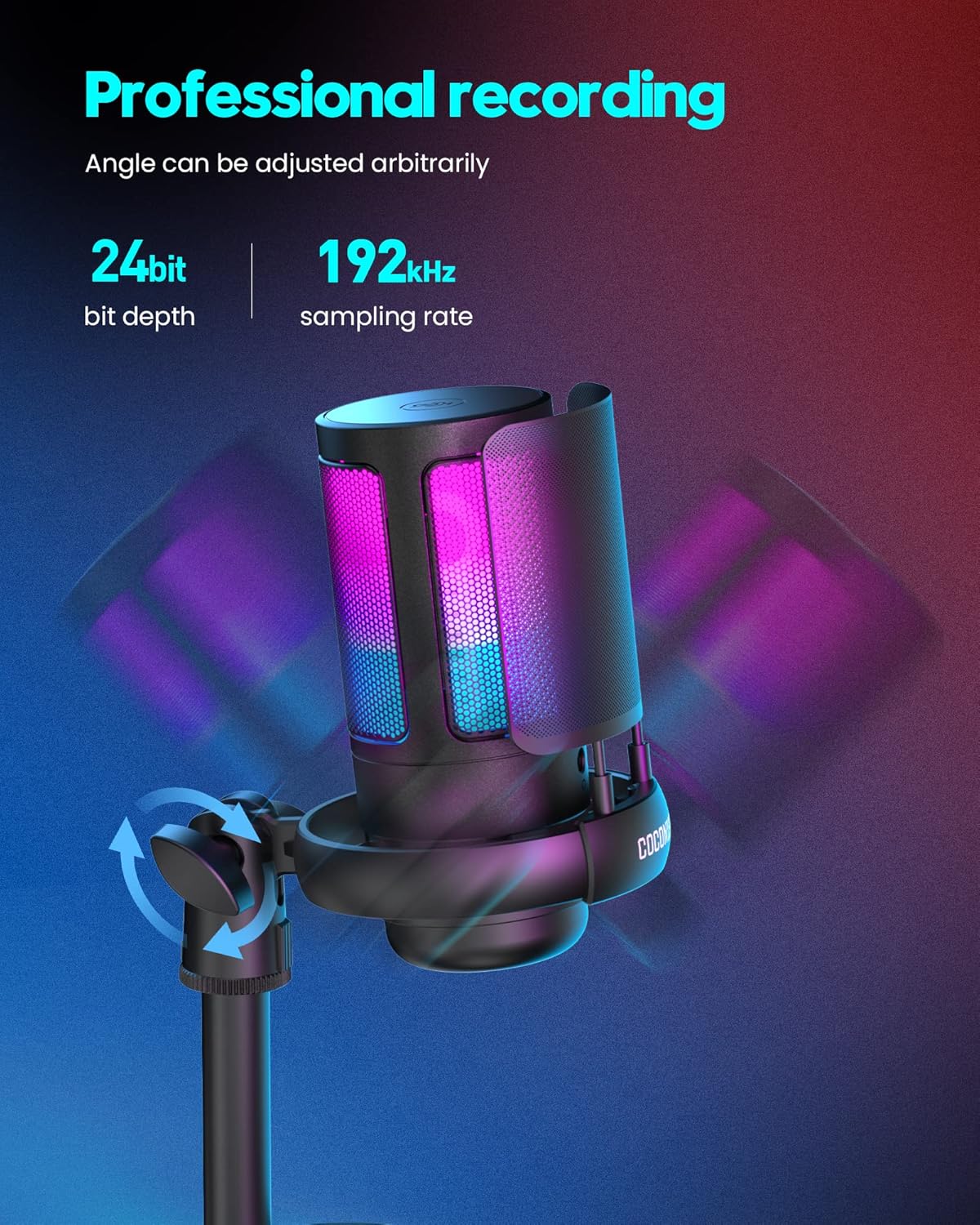 Gaming Microphone, USB PC Mic for Podcasts Videos, Streaming - salelink.co.nz