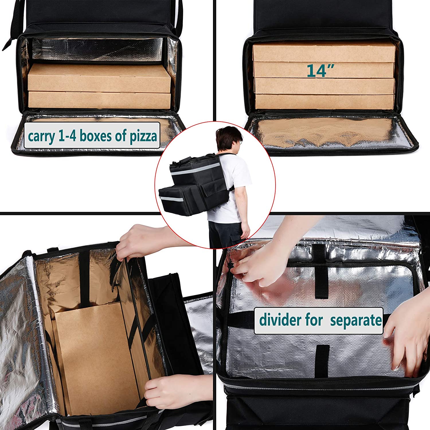 Food Delivery Backpack, Expandable Insulated Hot Pizza Bags - salelink.co.nz