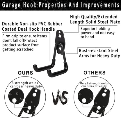 16 Pack Garage Hooks, Heavy Duty Steel Wall Mount Utility Hangers