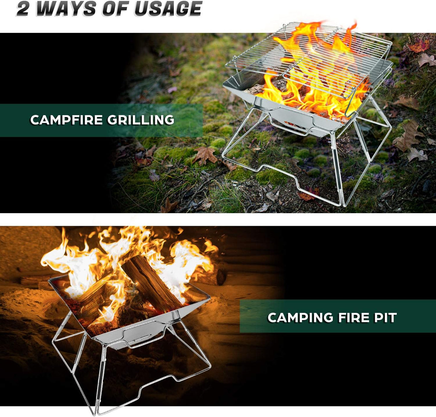 Folding BBQ Campfire Grill Barbeque Portable Camping Grill