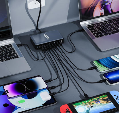 1000W 10-Port USB C Fast Charging Station Wall Adapter