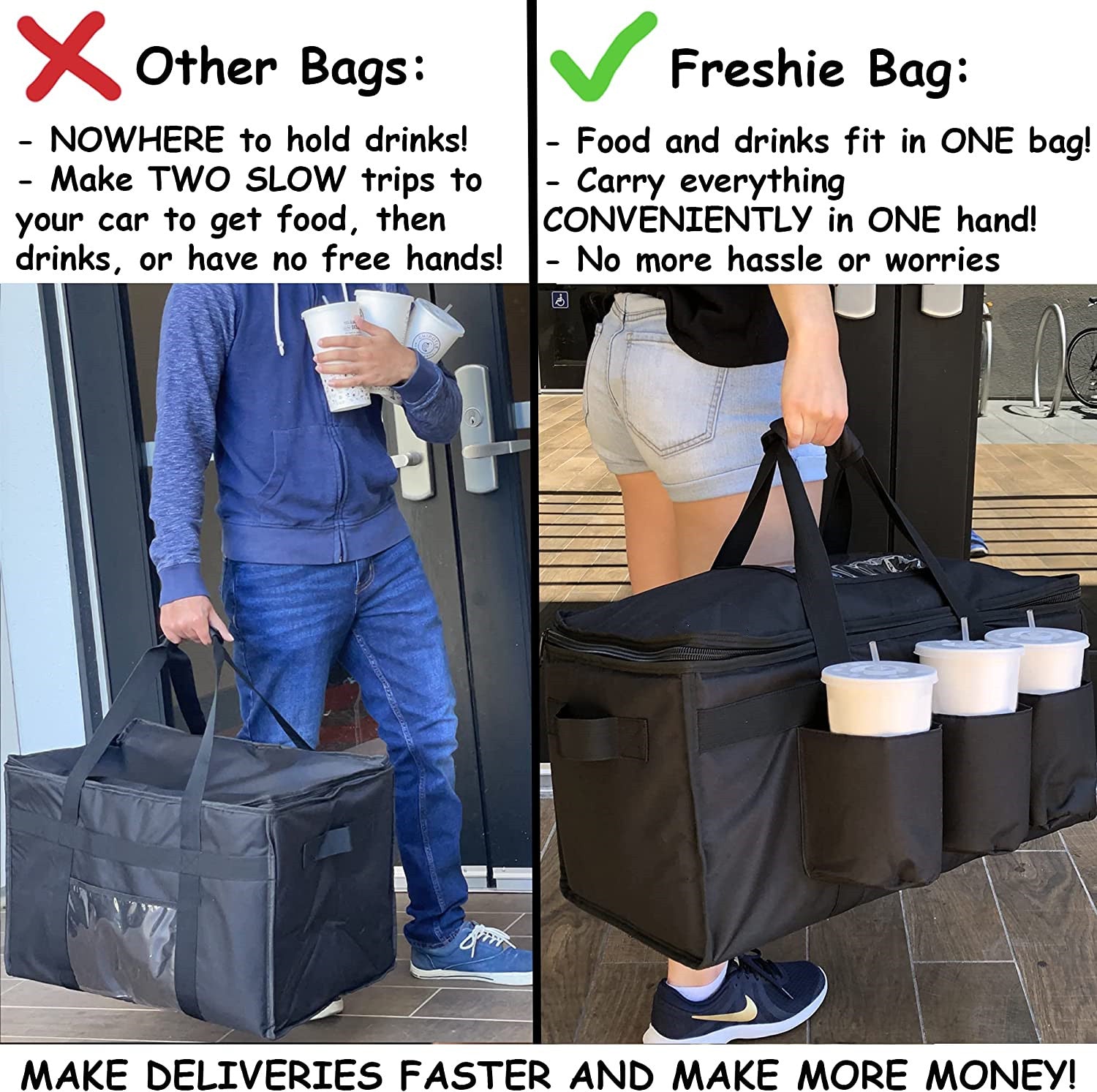 Food Delivery Bag with Cup Holders - salelink.co.nz