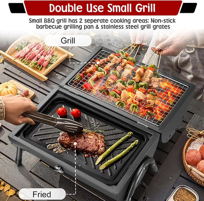 Portable Charcoal Grill, Tabletop Outdoor Barbecue Smoker, Small BBQ Grill