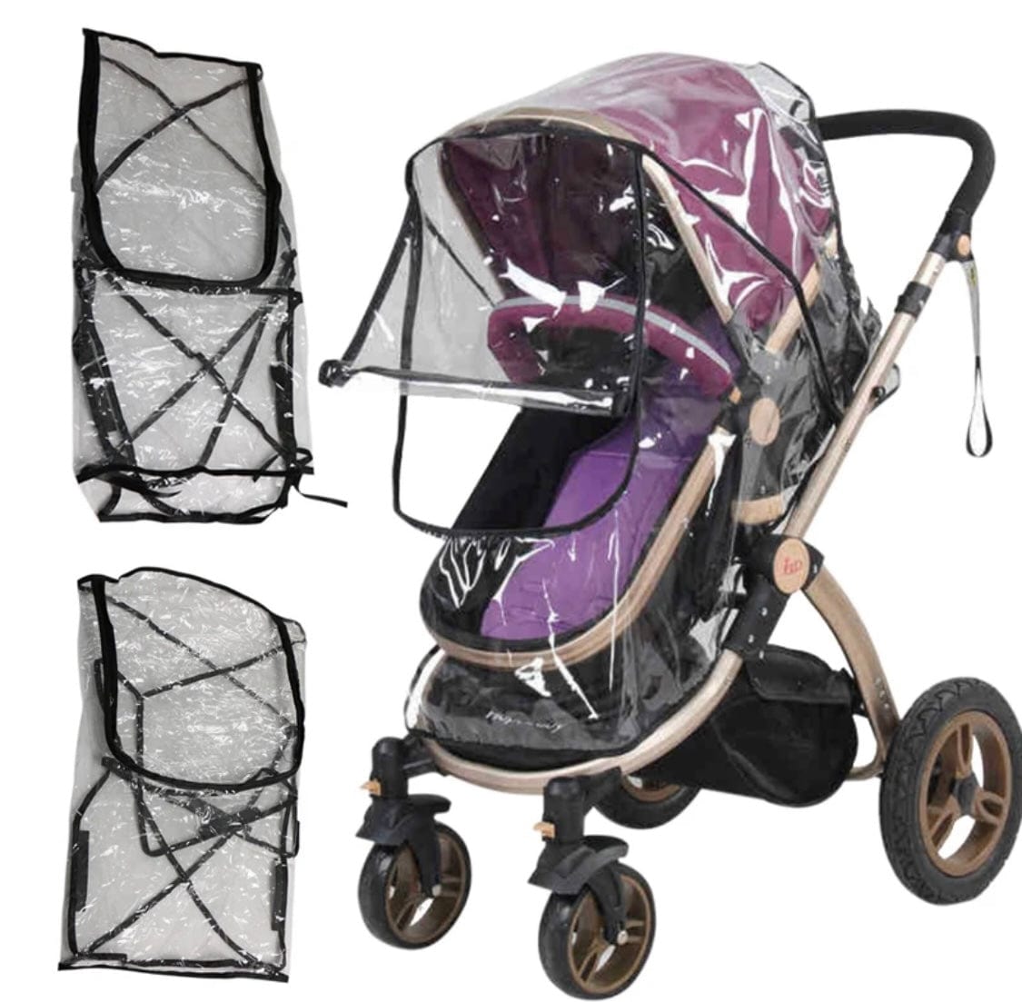 Universal Fit Transparent Stroller Rain Cover with U-Shaped Zipper