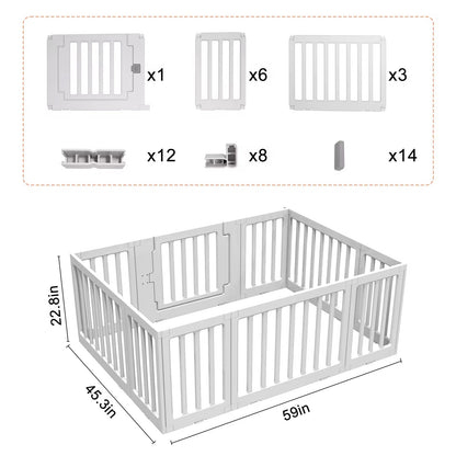 2 in 1 Convertible Baby Playpen 10 pieces & Storage Rack