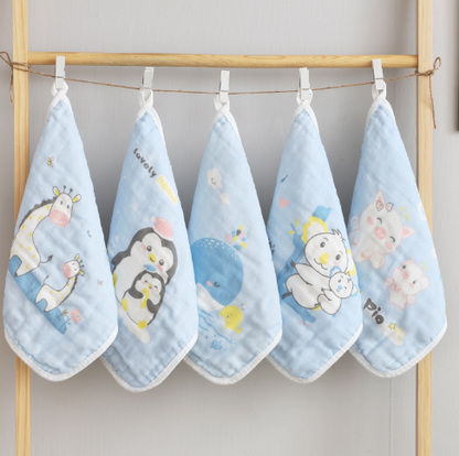 100% Cotton Kids Face Towel Set - 5 Pieces
