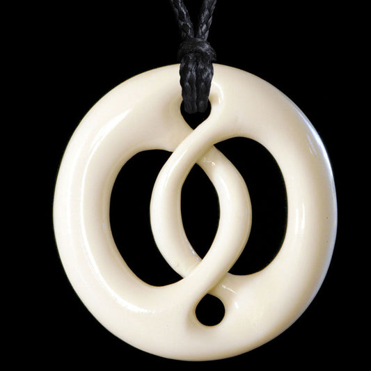 Round Overlay Twist, handcrafted bone pendant