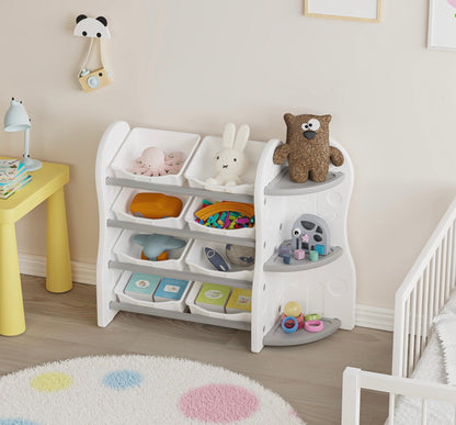 Preorder - Treehouse Toy & Book Storage Shelf with 8 Bins – White & Grey