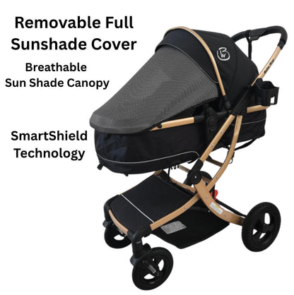 Preorder - Legacy Gold 4 in 1 Travel System Bundle - Stroller + Bassinet + Capsule + Isofix Base + 360 Rotating Car Seat