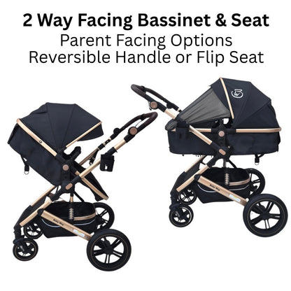 Preorder - Supra Gold Bundle - 4in1 Stroller Buggy + Bassinet + Capsule with ISOFIX Base Combo with 360 GoldSpin Rotating Convertible Car Seat