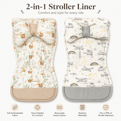 Baby Stroller & Bassinet Comfort Liner with Removable Head Cushion