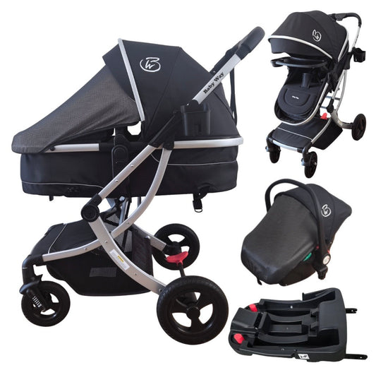 Legacy Travel System - Stroller + Bassinet + Capsule with Mattress and Food Tray - BLACK