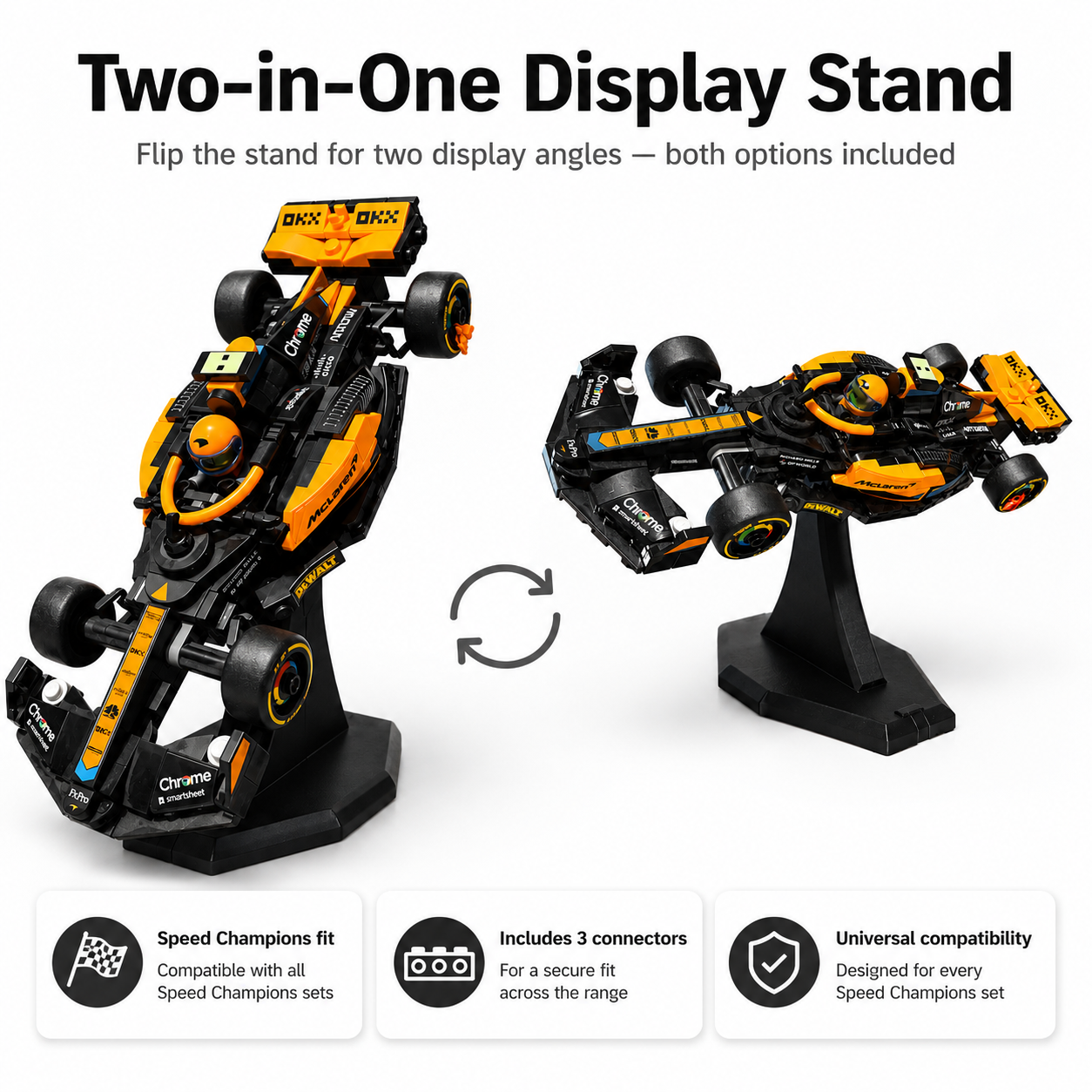 DisplayX 45°, 20cm Display Stand Compatible with LEGO® Speed Champion Sets