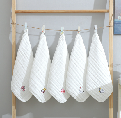 100% Cotton Kids Face Towel Set - 5 Pieces