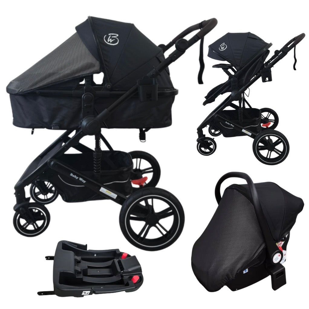 Evolve X - 3in1 Stroller + Bassinet + Capsule Travel System with Sunshade Sets & Food Tray & Pink Colour Pack