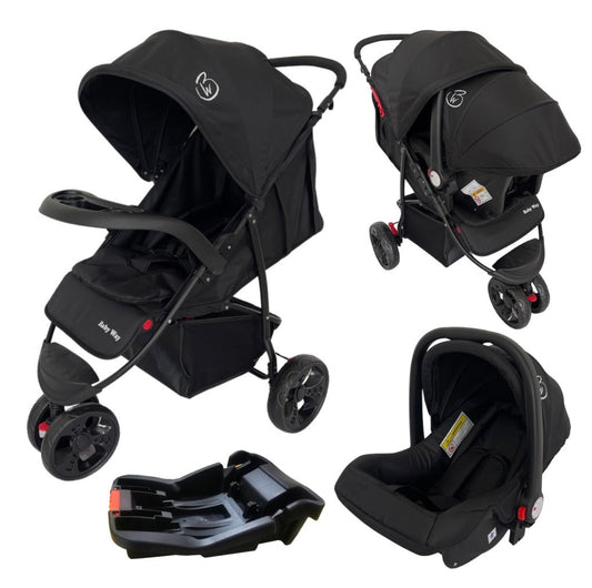 Explorer 3-Wheel Stroller + Capsule Car Seat with Base + Liner and Food Tray